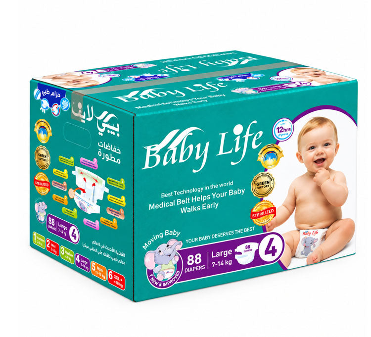 Baby Life Baby Diapers Size 4 Large 7–14kg – 88 Diapers