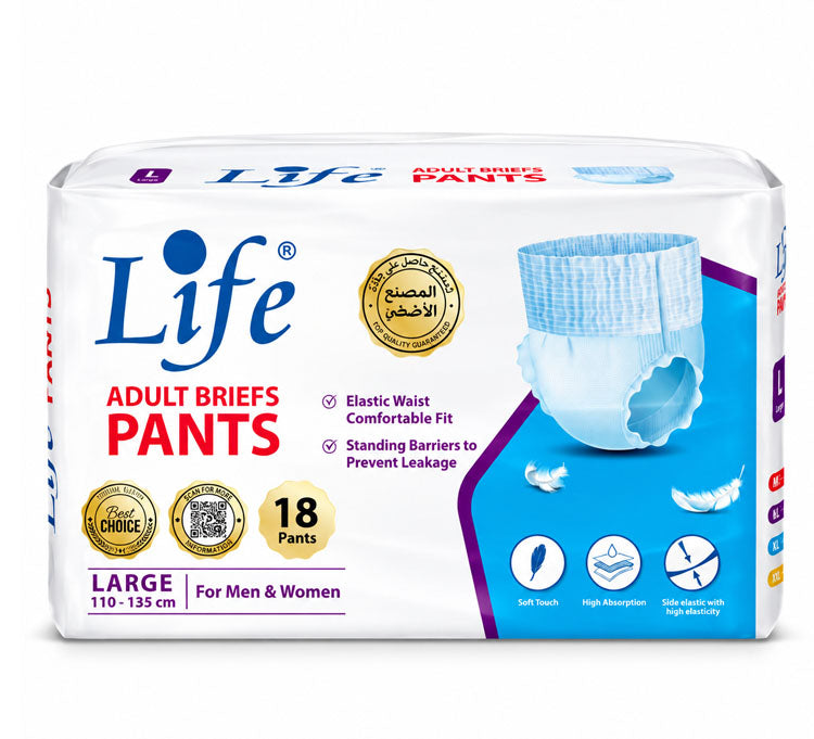 Life Adult Pull-Up Pants Large 110–135cm – 18 Pants