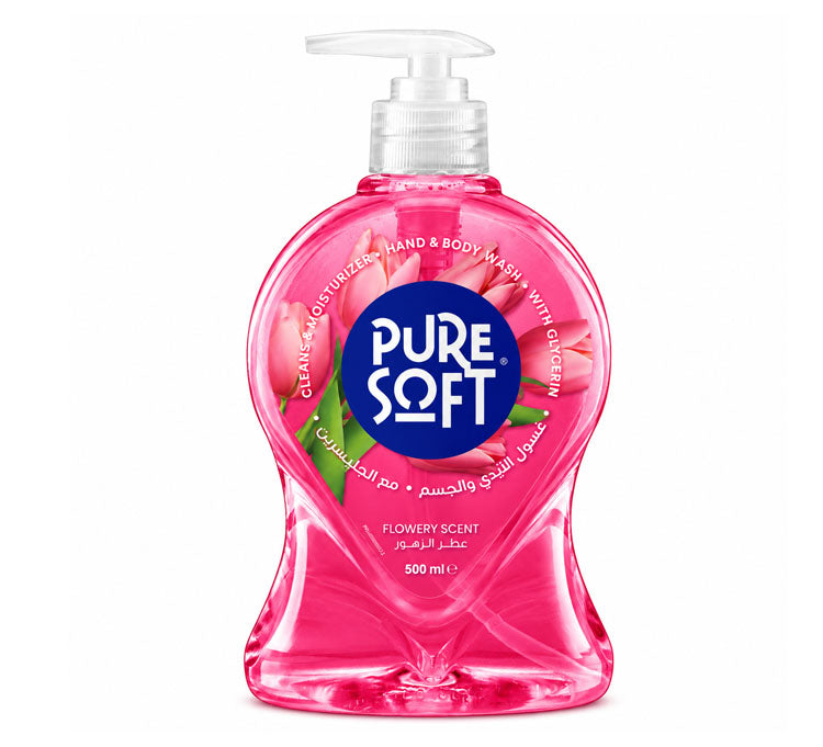 Pure Soft Flowery Scent Hand & Body Wash with Glycerin 500ml