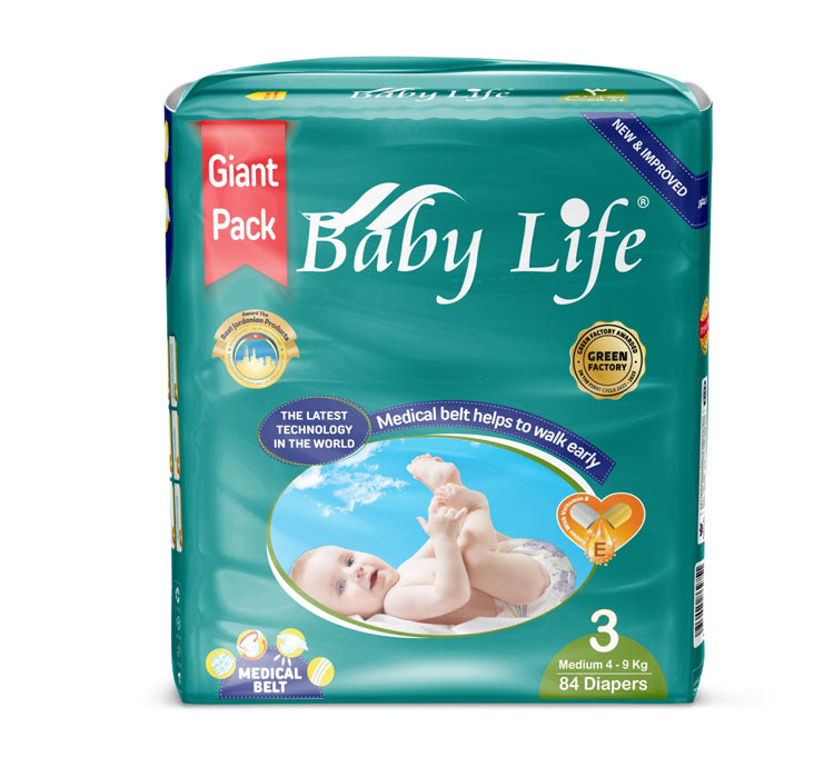 Baby Life Baby Diapers Size 3 Medium 4–9kg – 84 Diapers Giant Pack