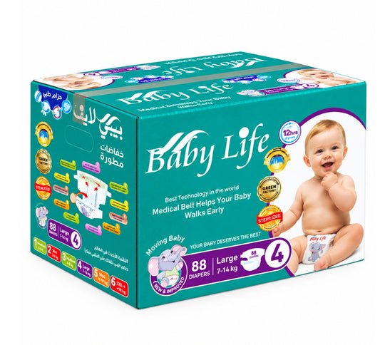 Baby Life Baby Diapers Size 4 Large 7–14kg – 88 Diapers