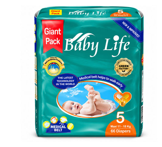 Baby Life Baby Diapers Size 5 Maxi 11–18kg – 66 Diapers Giant Pack