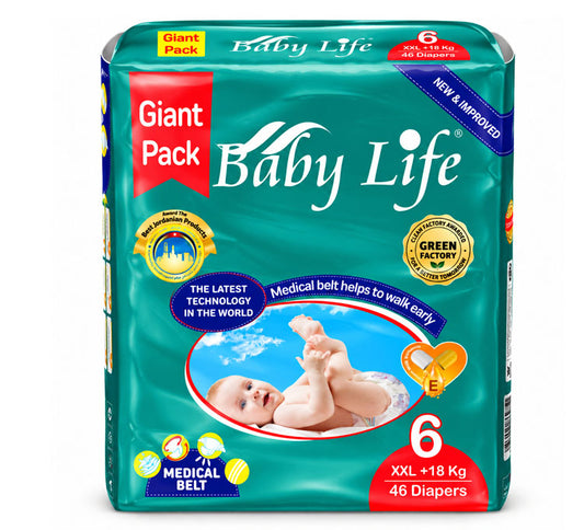 Baby Life Baby Diapers Size 6 XXL 18kg+ – 46 Diapers Giant Pack