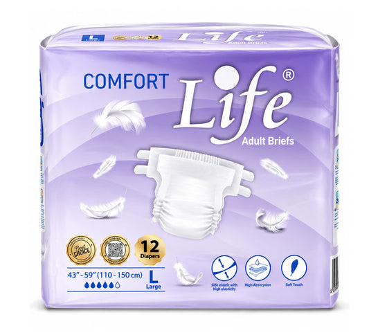 Life Comfort Adult Diapers Large 110–150cm – 12 Diapers