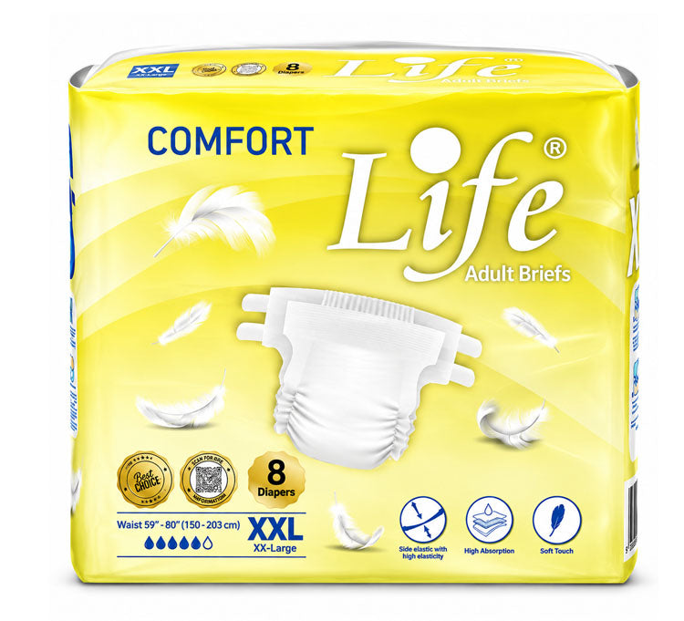 Life Comfort Adult Diapers XXL 150–203cm – 8 Diapers