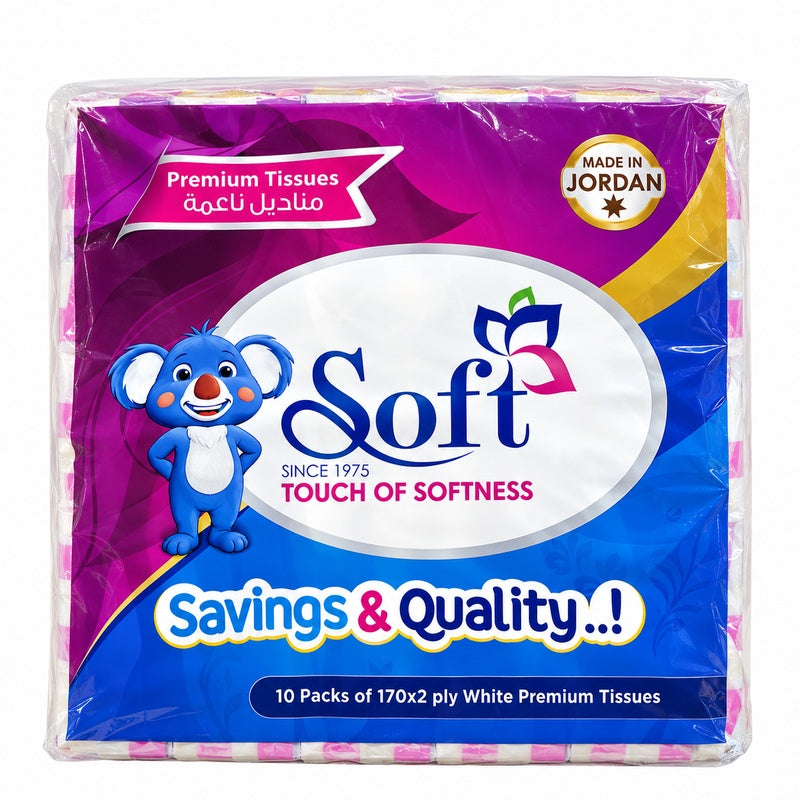 Soft Premium Tissues 10 Packs × 170 Tissues – 2 Ply