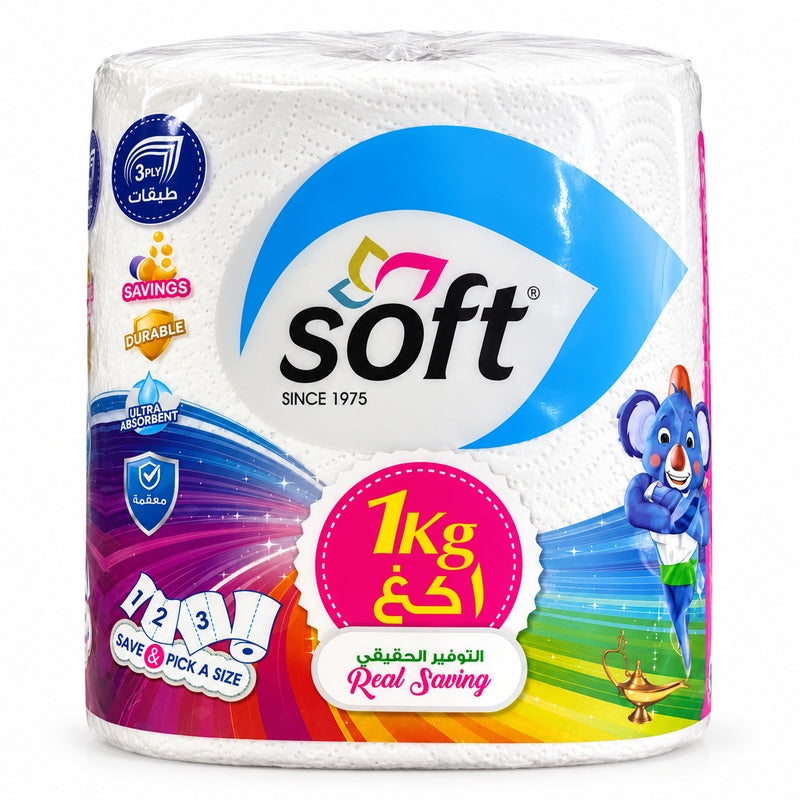 Soft Multi-Purpose Paper Towel Roll 1kg – 3 Ply